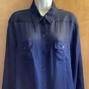 NWT Chico's 100% Silk Blue Button Down Blouse  Size:  2